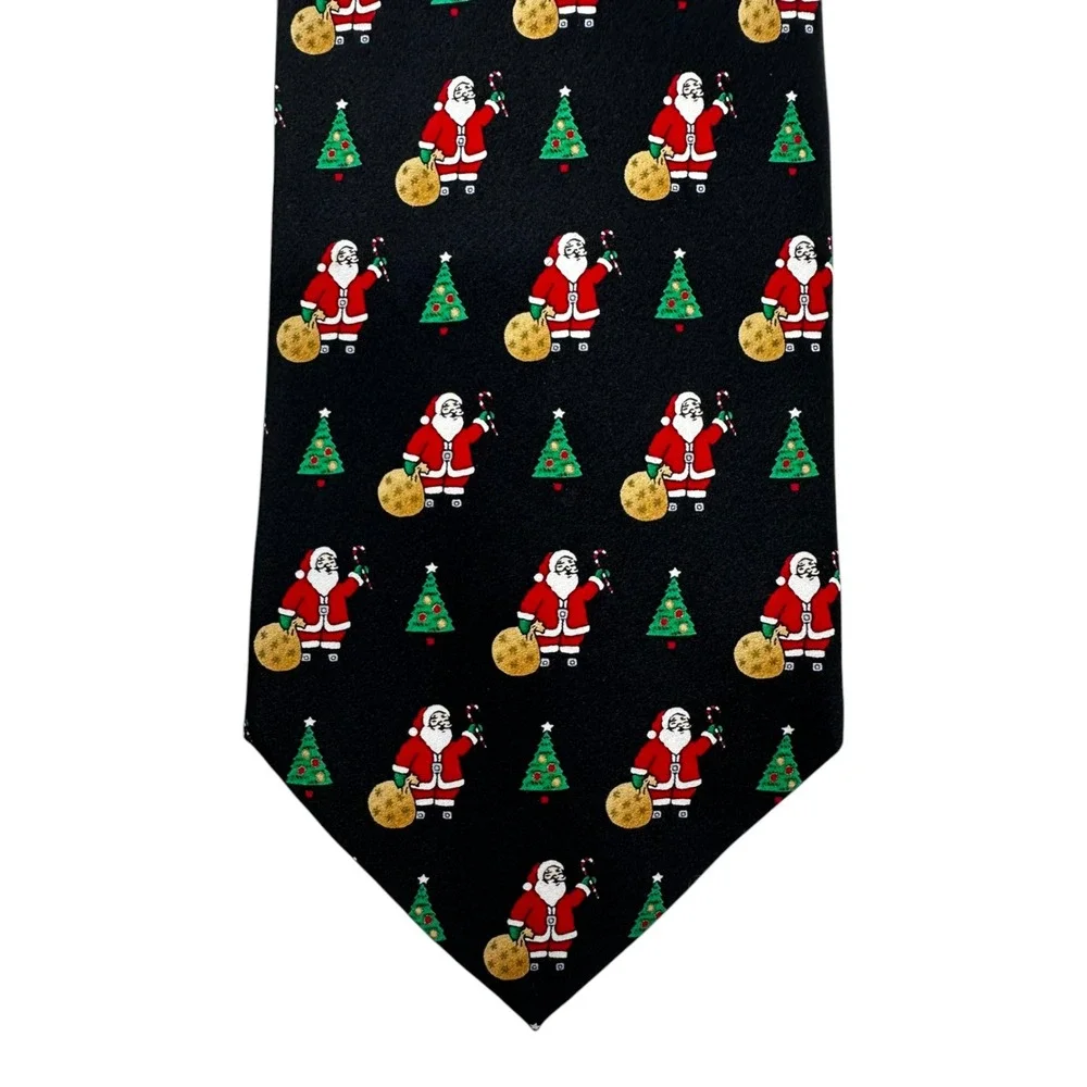 Hallmark Mens All Silk Christmas Tie Santa Tree Holiday Novelty Black 59